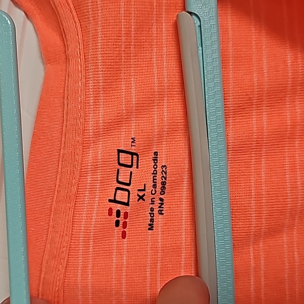 bcg neon orange with white stripes, short- sleeve t-shirt Size XL - Picture 9 of 11